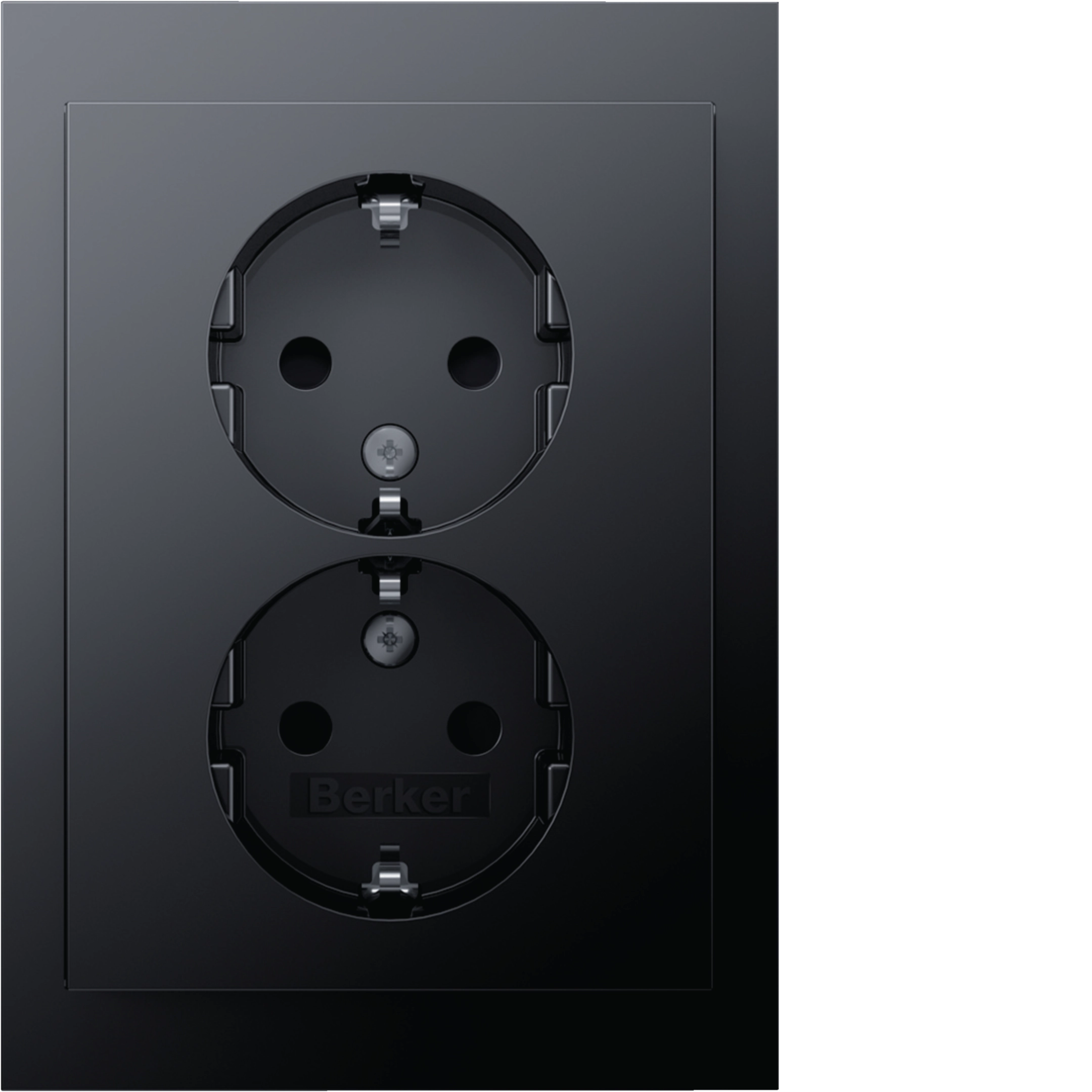 Doppelsteckdose SCHUKO, Abdeckpl., erh.BS, Berker K.1, anthrazit matt, lackiert