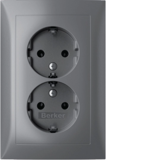 47721404 - WCD RA 2V (compact inb.doos), vlak, berker S.1, alu mat gelakt