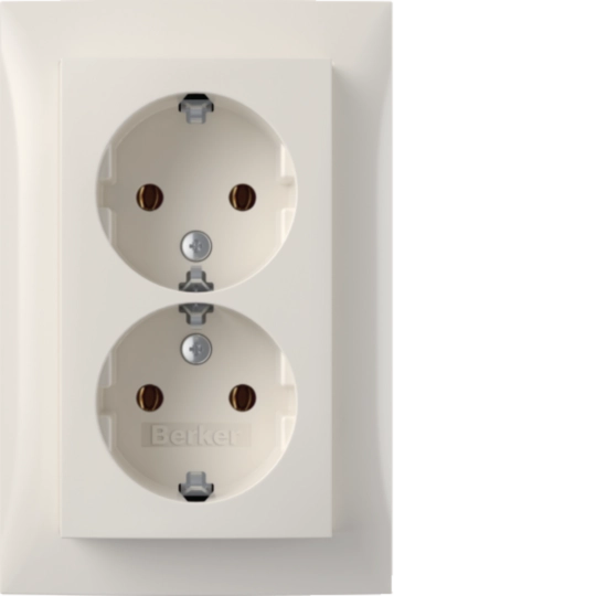 47748989 - Doppelsteckdose SCHUKO UP mit Abdeckplatte, Berker S.1, polarweiß glänzend