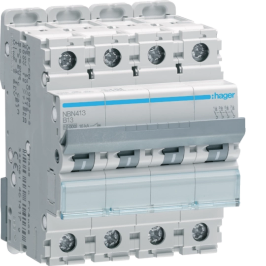 NBN413 - Leitungsschutzschalter 4 polig 10kA/15kA B-13A 4M