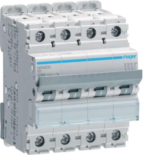 NBN606 - Leitungsschutzschalter 3P+N 10kA/15kA B-6A 4M