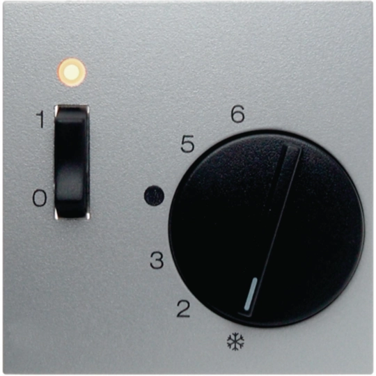 16711404 - Centraalstuk met regelknop en wip en LED, aluminium, mat, B.7 glas