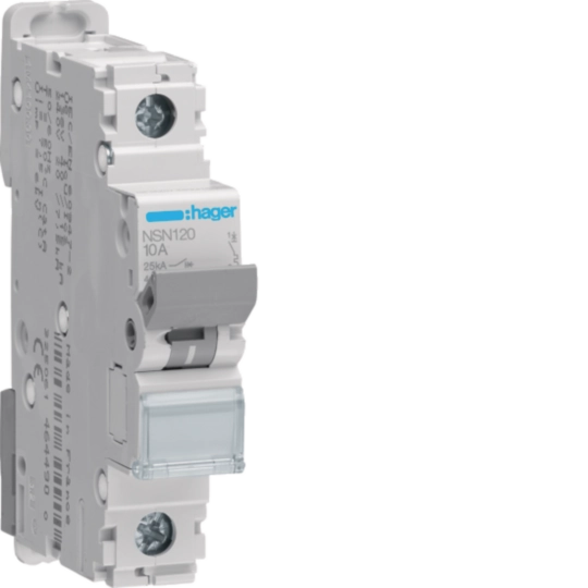 NSN120 - Interruttore Automatico Magnetotermico 1 Polo 20 A 25 Ka Curva D 1 M. Din