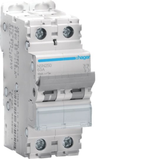 NSN250 - Interruttore Automatico Magnetotermico 2 Poli 50 A 15 Ka Curva D 2 M. Din