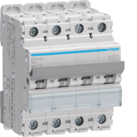 NSN416 - Disjoncteur 4P 25kA  D-16A 4M