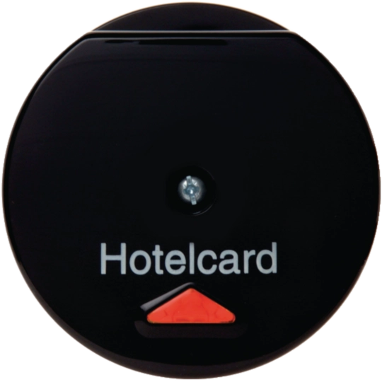 164165 - Hotelcard-Schaltaufsatz mit Aufdruck und roter Linse Twinpoint schwarz, glänzend