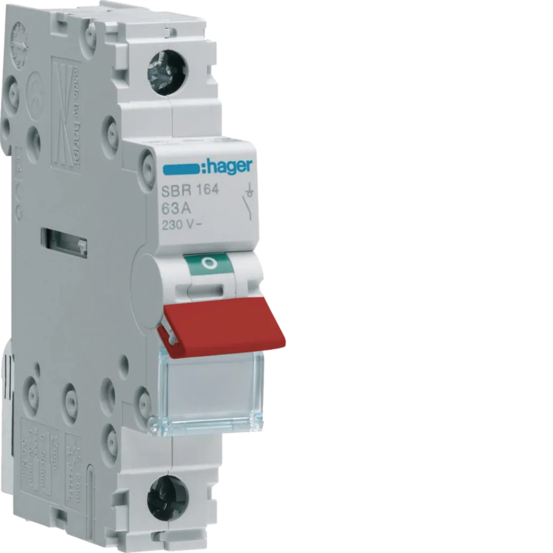 SBR164 - 1-pole, 63A Modular Switch 50mm² with Red Toggle