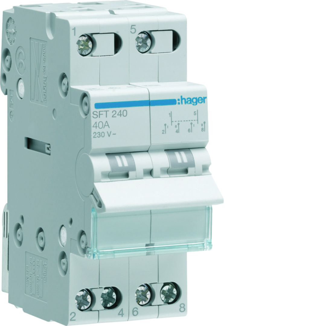 Sorolható I-0-II 106 váltókapcsoló 2v 2P 40A 230V AC 2M SFT Hager