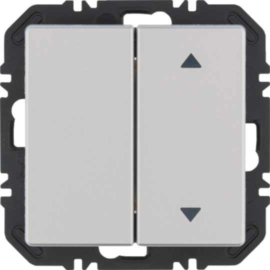 Wandsendermodul Enocean mit Wippe 2fach einseitig mit Symbol Pfeile, Q.x, alu