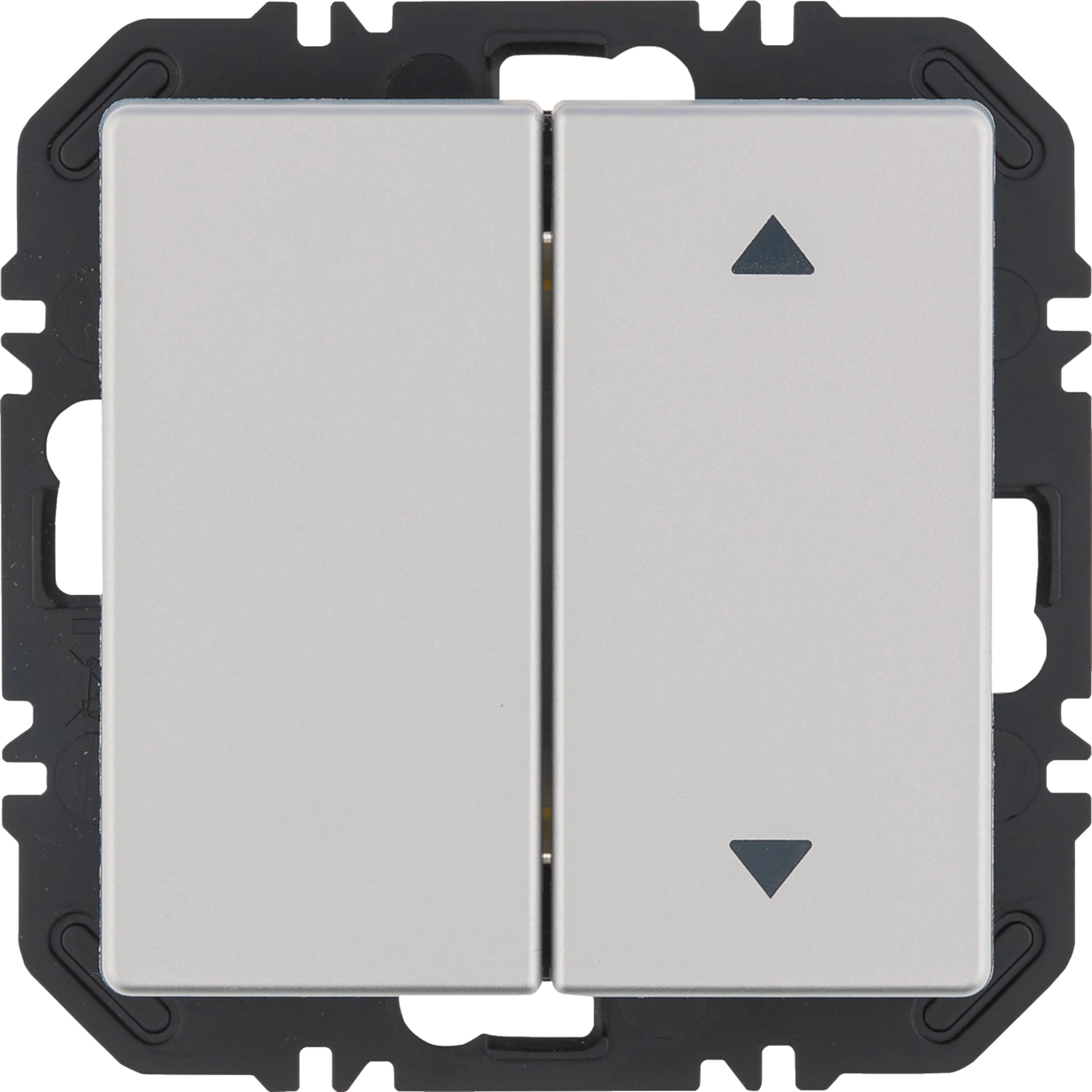 Wandsendermodul Enocean mit Wippe 2fach einseitig mit Symbol Pfeile, Q.x, alu