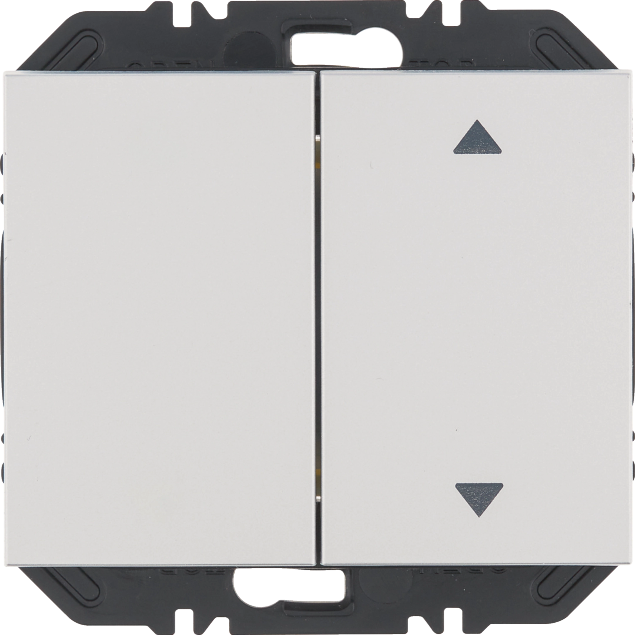 Wandsendermodul Enocean mit Wippe 2 fach einseitig mit Symbol Pfeile, K.5, alu