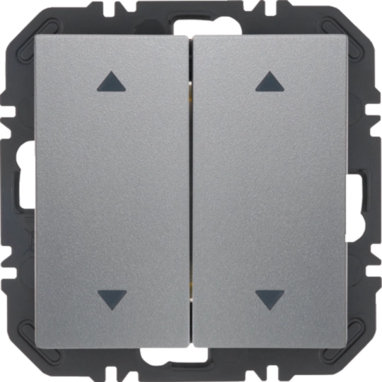 Wandsendermodul Enocean mit Wippe 2fach mit Symbol Pfeile, B.X, alu matt
