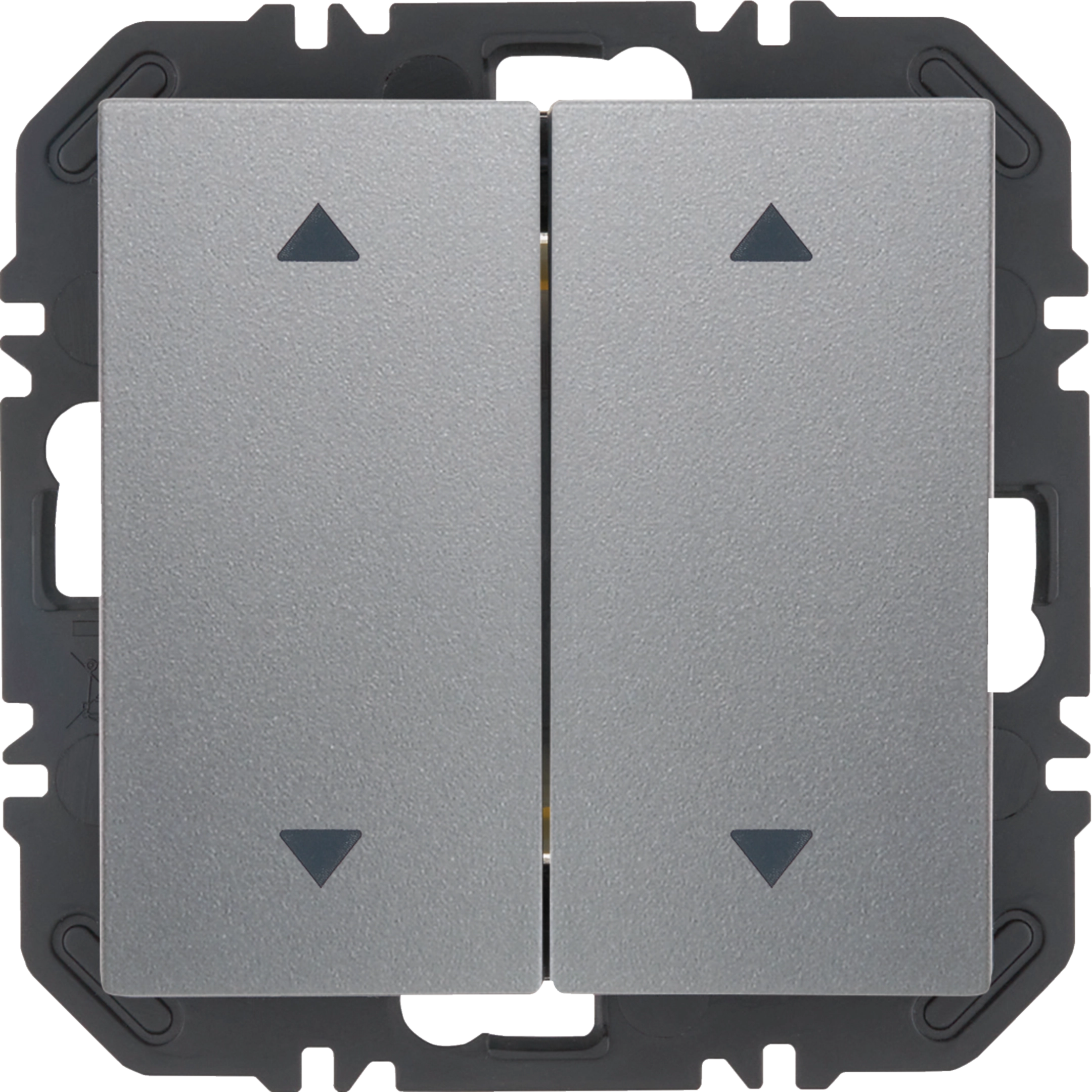 Wandsendermodul Enocean mit Wippe 2fach mit Symbol Pfeile, B.X, alu matt