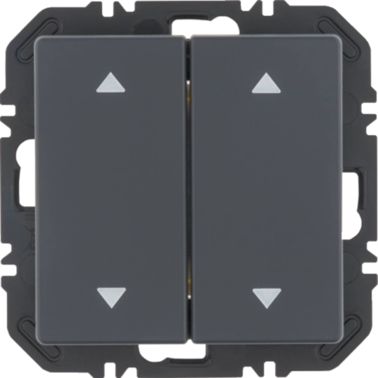 Wandsendermodul Enocean mit Wippe 2fach mit Symbol Pfeile, Q.x, anthrazit samt