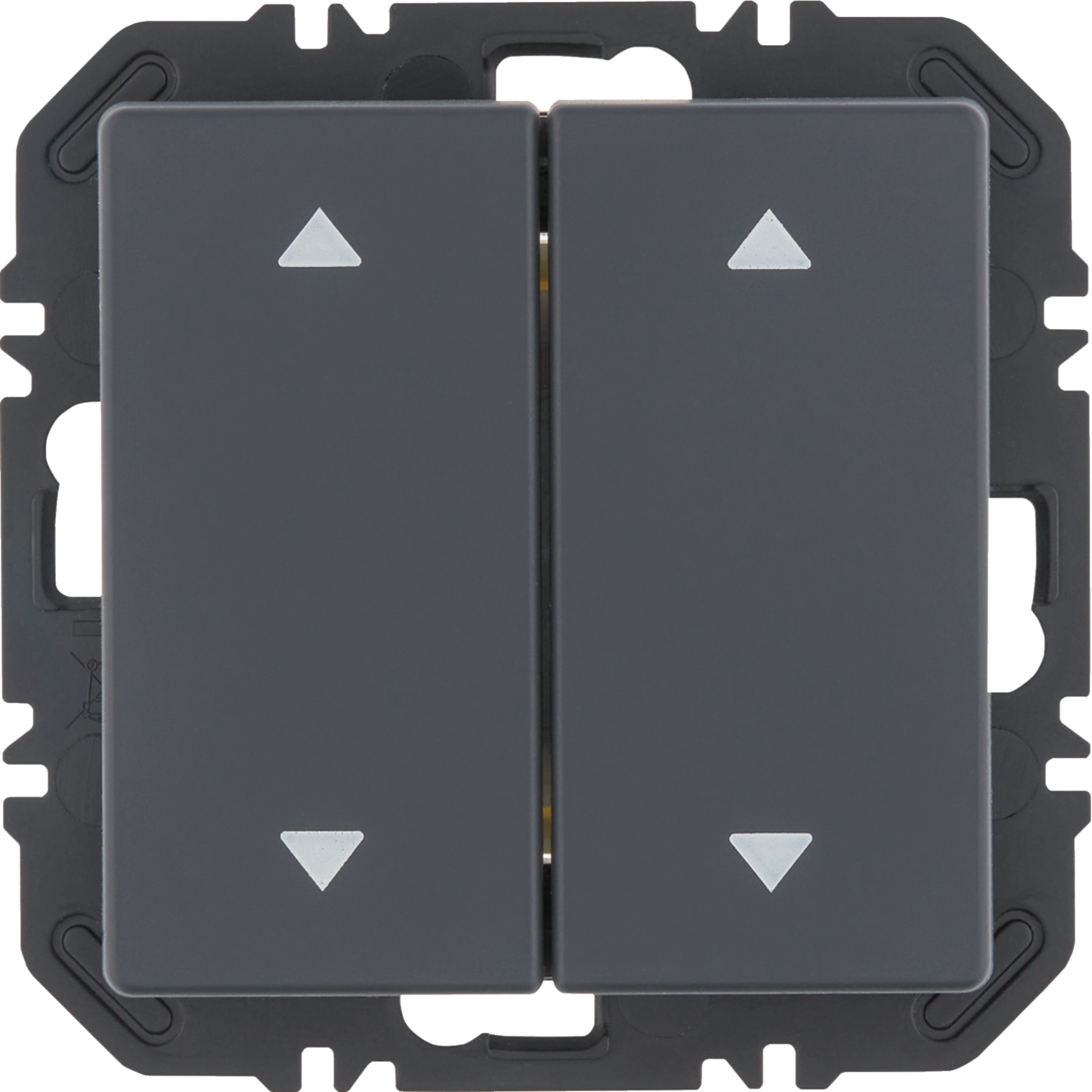Wandsendermodul Enocean mit Wippe 2fach mit Symbol Pfeile, Q.x, anthrazit samt