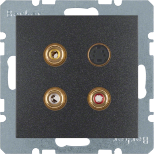 3315321606 - 3 x Cinch/S-Video Steckdose S.1/B.3/B.7 anthrazit, matt