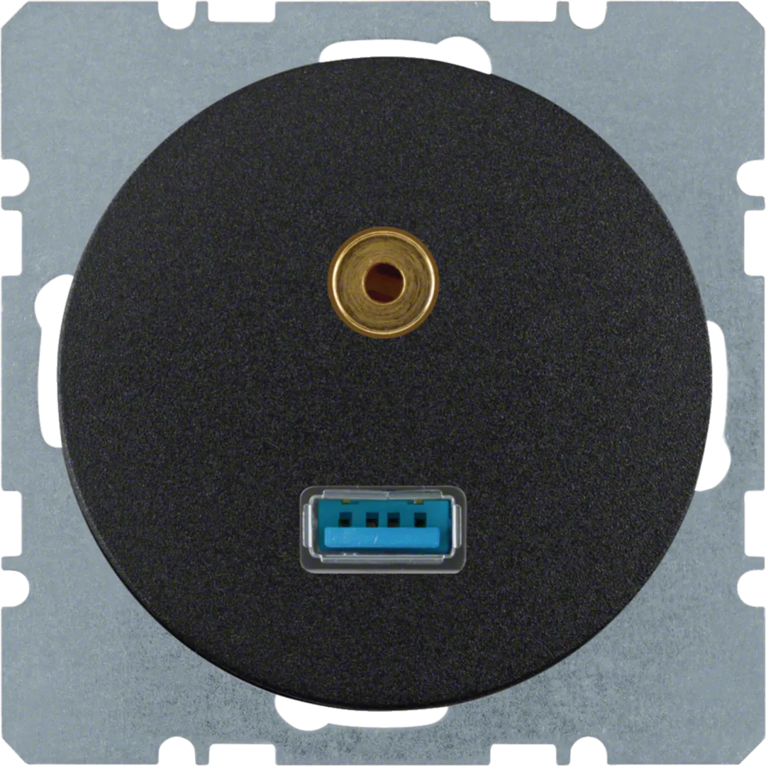 3315392045 - USB/3,5 mm Audio Steckdose R.1/R.3 schwarz, glänzend