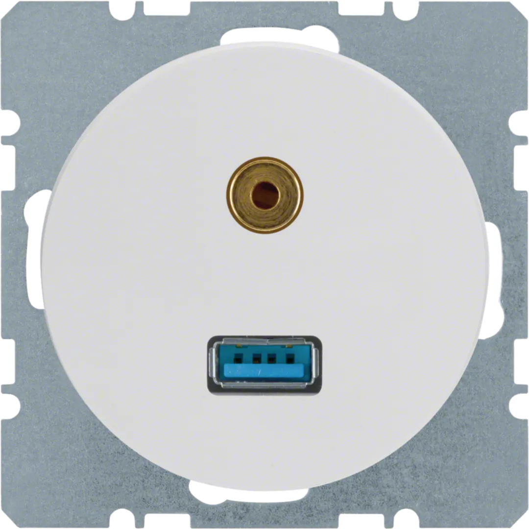 3315392089 - USB/3,5 mm Audio Steckdose R.1/R.3 polarweiß, glänzend