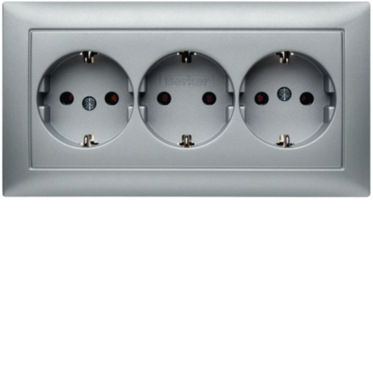 47661939 - Zásuvka, 3x SCHUKO s trojrámečkem, komplet, Berker S.1, antracit, mat