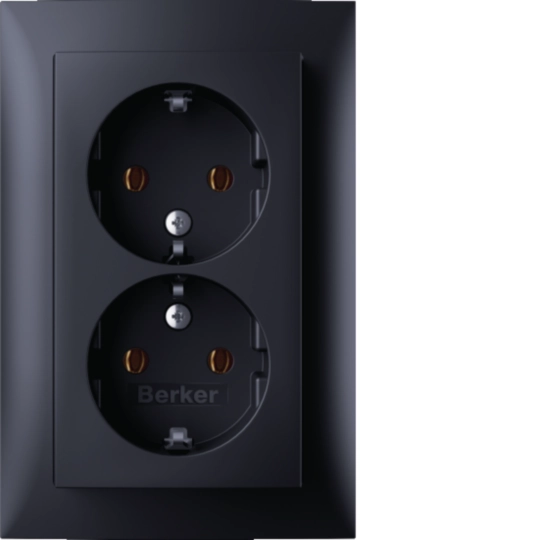 47741606 - Розетка з з/к 2X цільна, антрацит 16А/250В S.1