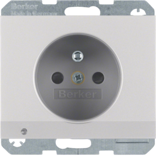 6765107003 - Steckdose mit Schutzkontaktstift, LED-Orientierungslicht u. erh.BS K.5 Alu