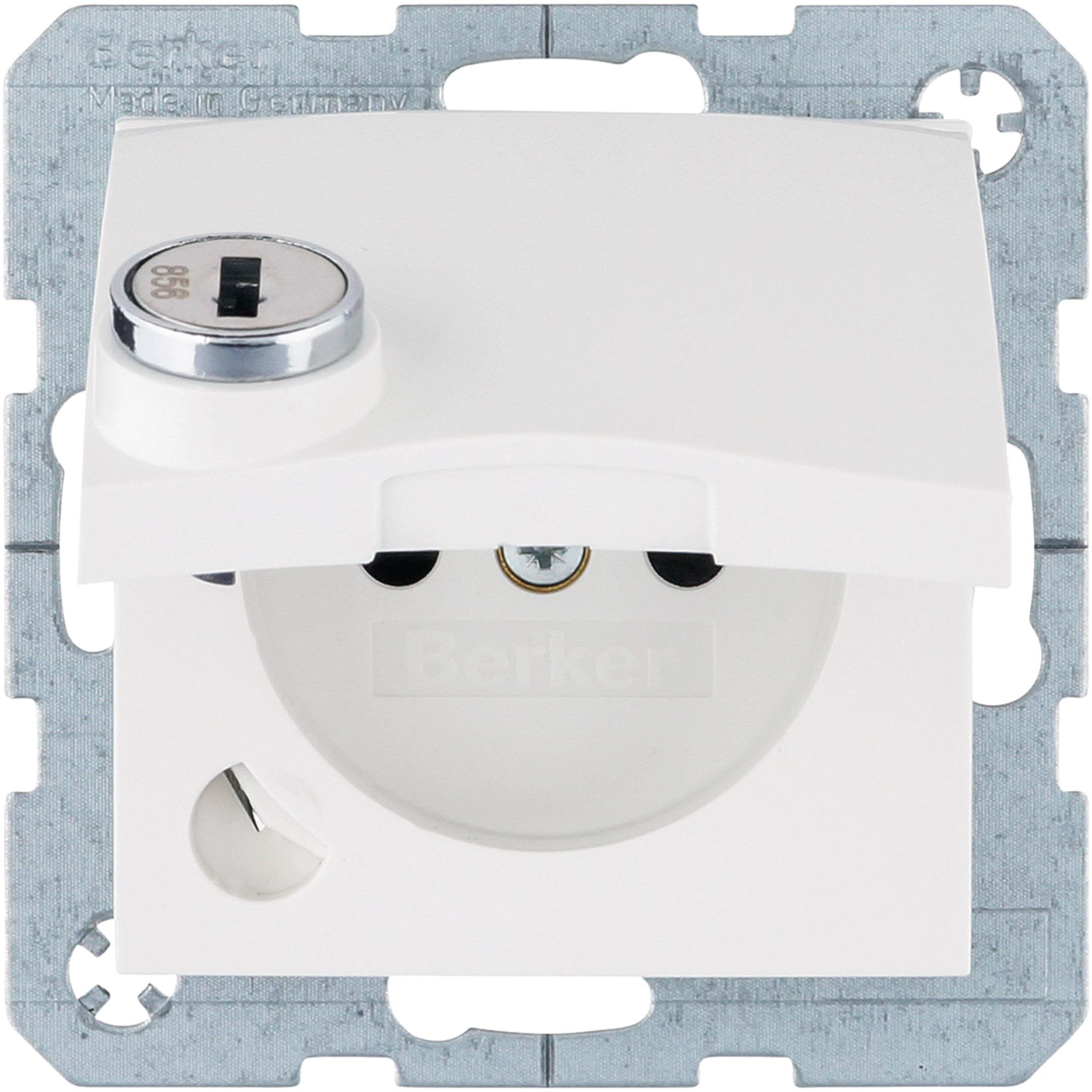 STD m. Erdstift, Schraub-Liftkl, EHBS, Klappd., Schloss, S.1/B.x, p-weiß, glänz.