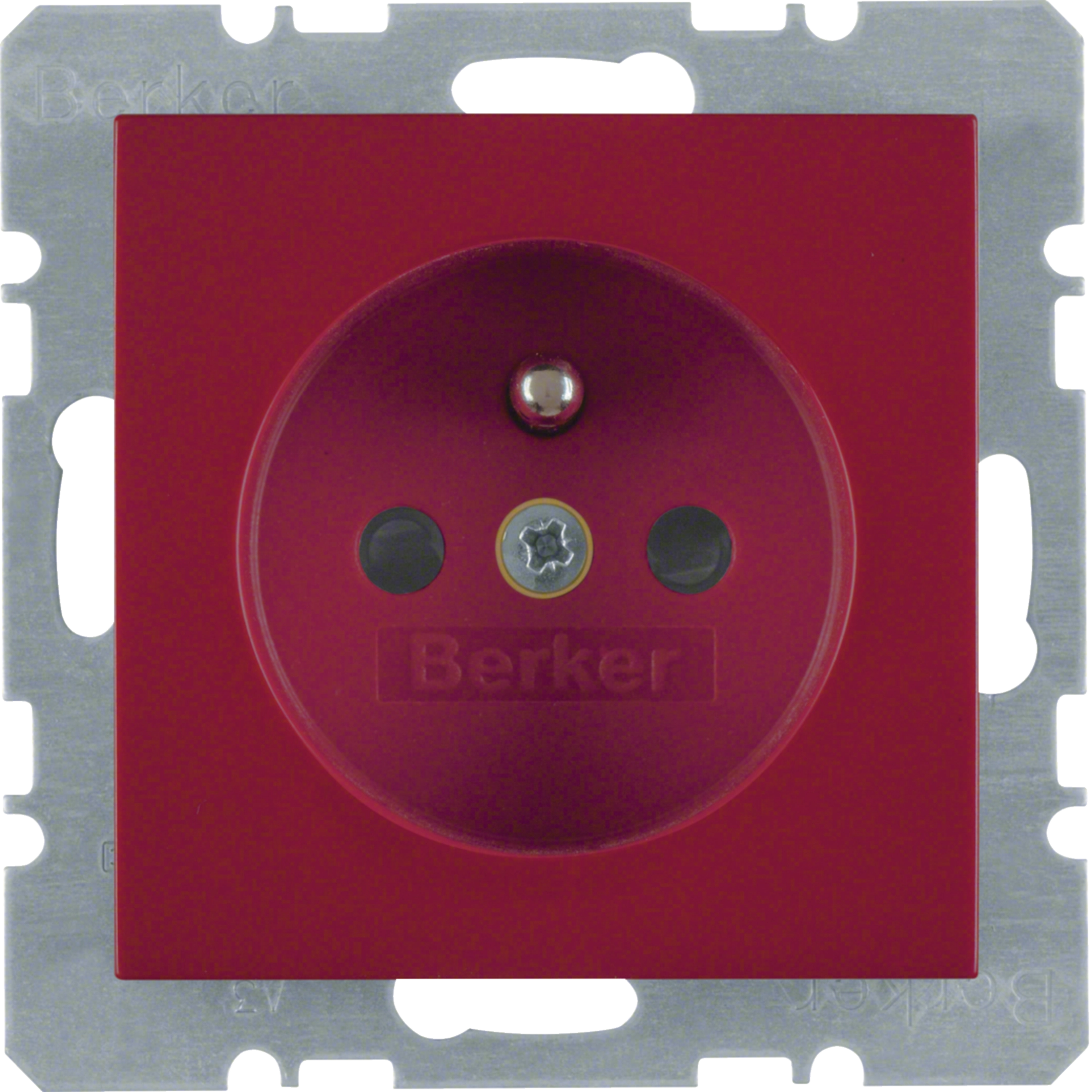 Steckdose mit Schutzkontaktstift u. erh.BS S.1/B.3/B.7 rot, glänzend