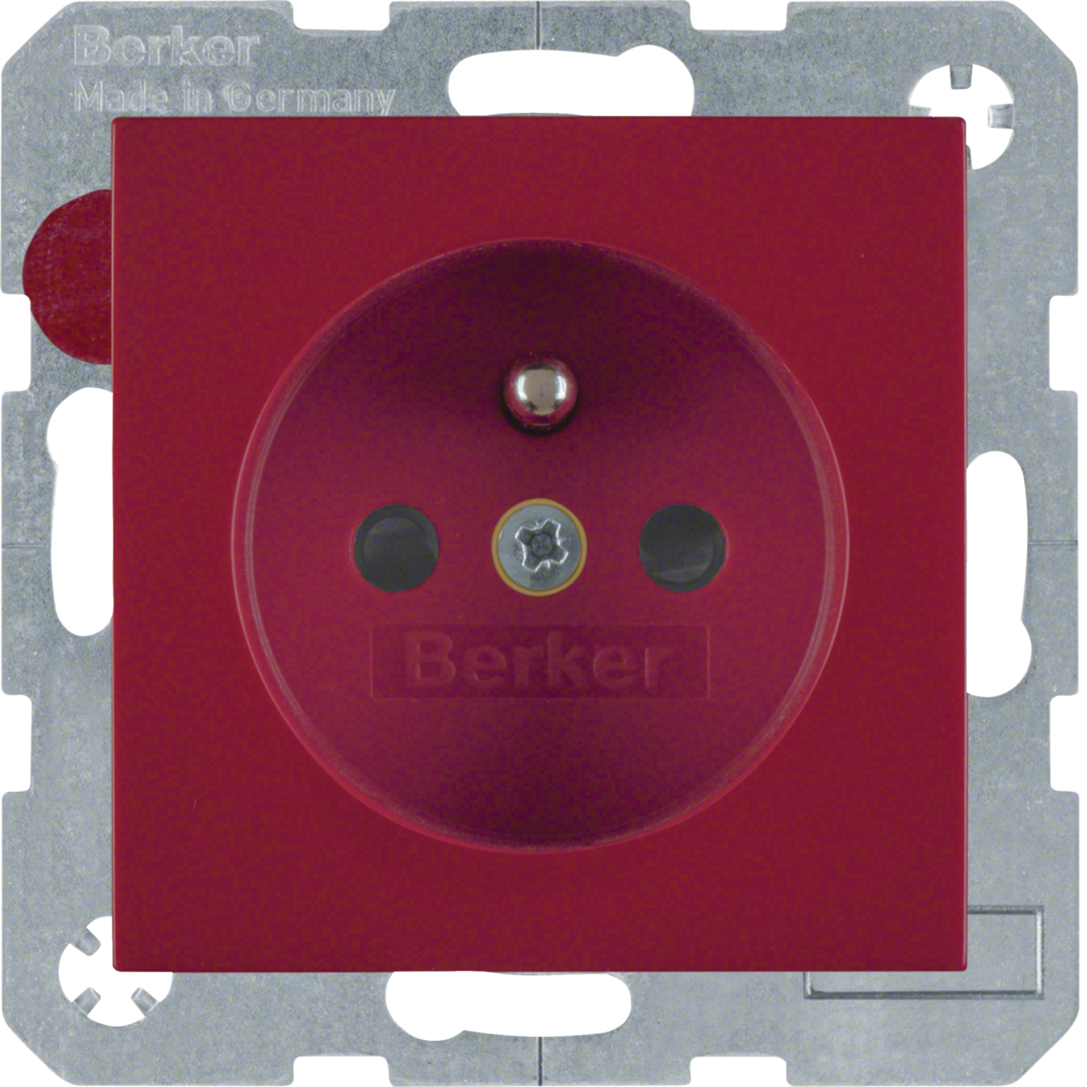 Steckdose mit Schutzkontaktstift u. erh.BS S.1/B.3/B.7 rot, glänzend