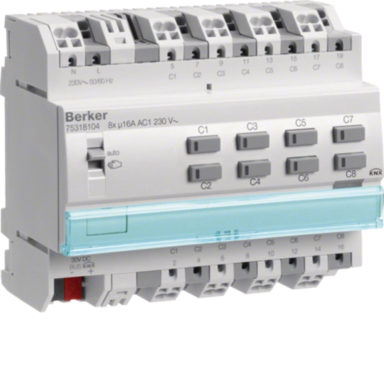 75318104 - Schalt-/Jalousieaktor 8-/4fach REG 16 A KNX lichtgrau