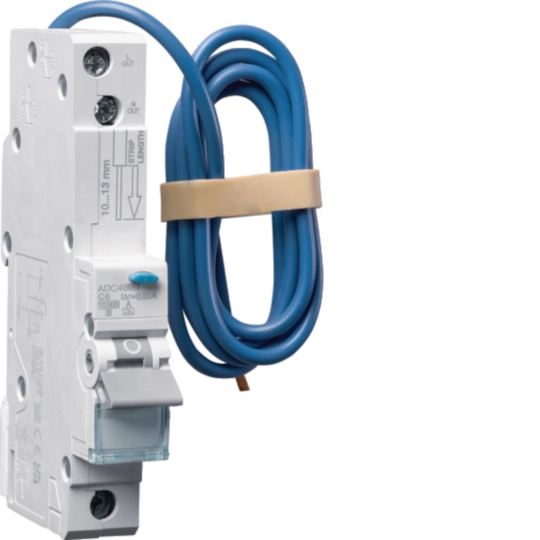 ADC406U - RCBO 1M 1P 10kA C-6A 30mA  Type A