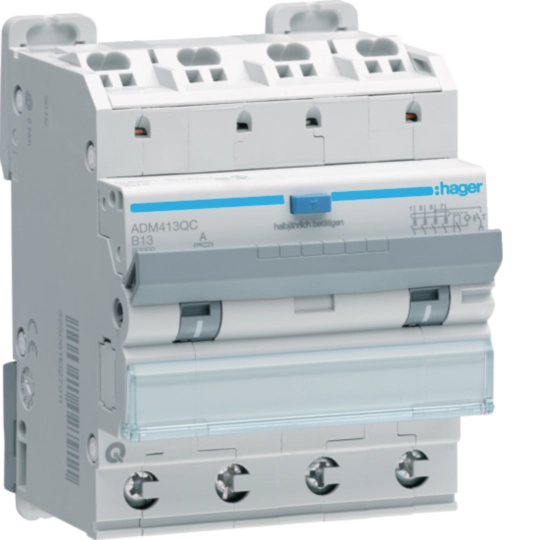 ADM413QC - RCBO Wyłącznik różnicowoprądowy z członem nadprądowym 4P 6kA B 13A/30mA A QC/QB
