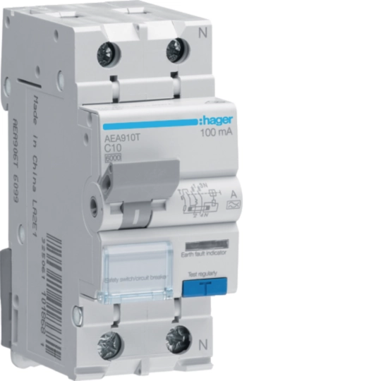 AEA910T - RCBO 1P+N 6kA C-10A 100mA A