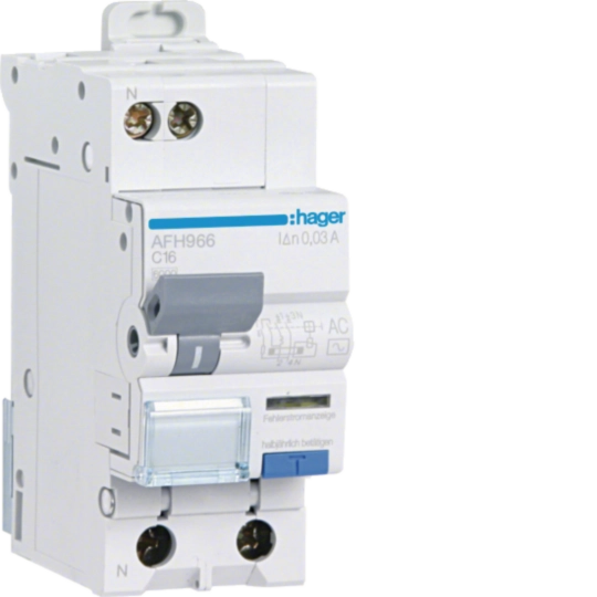 AFH966 - Interruptor automático diferencial combinado 1P+N 16A CurvaC 6kA 300mA tipo A HI
