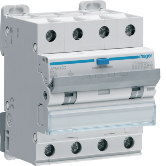 AFM413C - FI/LS-Schalter Hager RCBO 4P Charakteristik B 13A 0.3A Typ A 4TE
