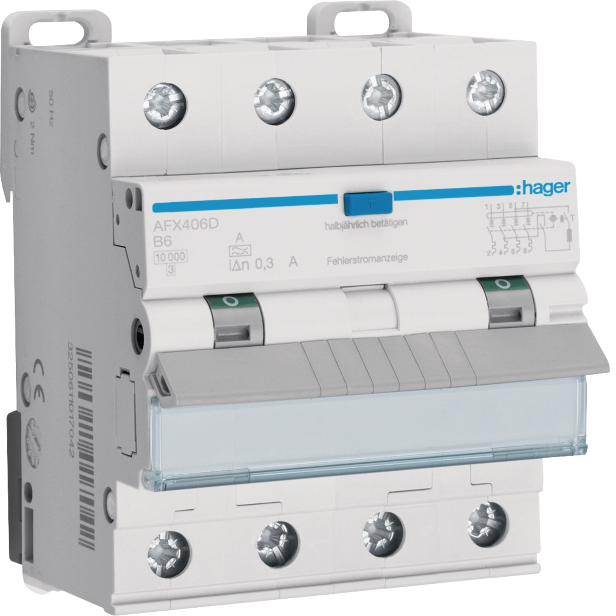 Fehlerstrom-Leitungsschutzschalter 4P 10kA B-6A 300mA Typ A