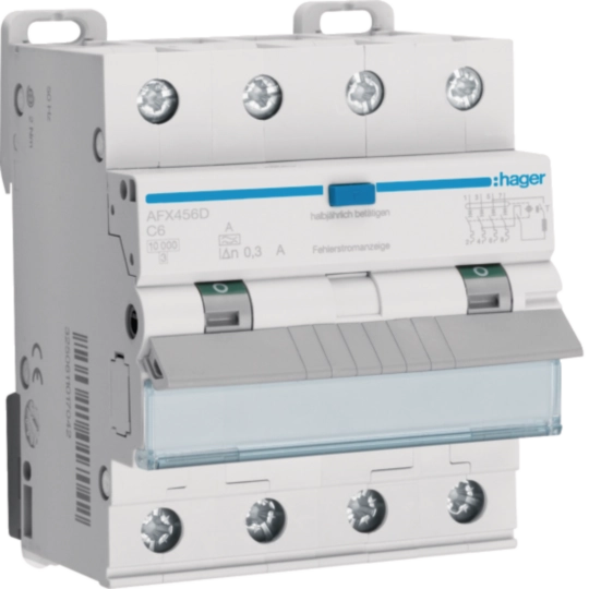 Fehlerstrom-Leitungsschutzschalter 4P 10kA C-6A 300mA Typ A