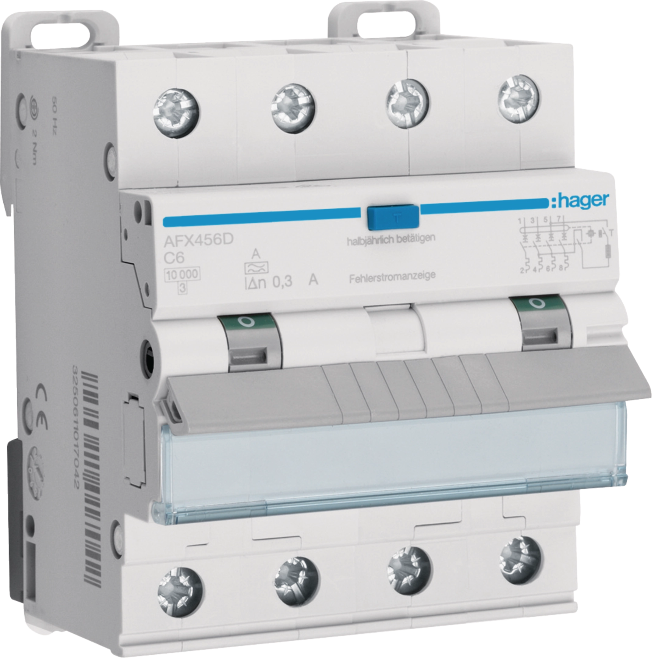 Fehlerstrom-Leitungsschutzschalter 4P 10kA C-6A 300mA Typ A