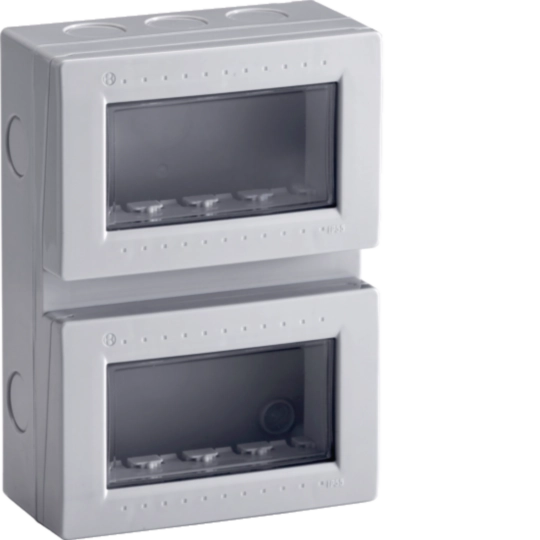 B02767 - Contenitore verticale 8 mod per parti attive Pepita grigio BOX IP55 08 VR GRI