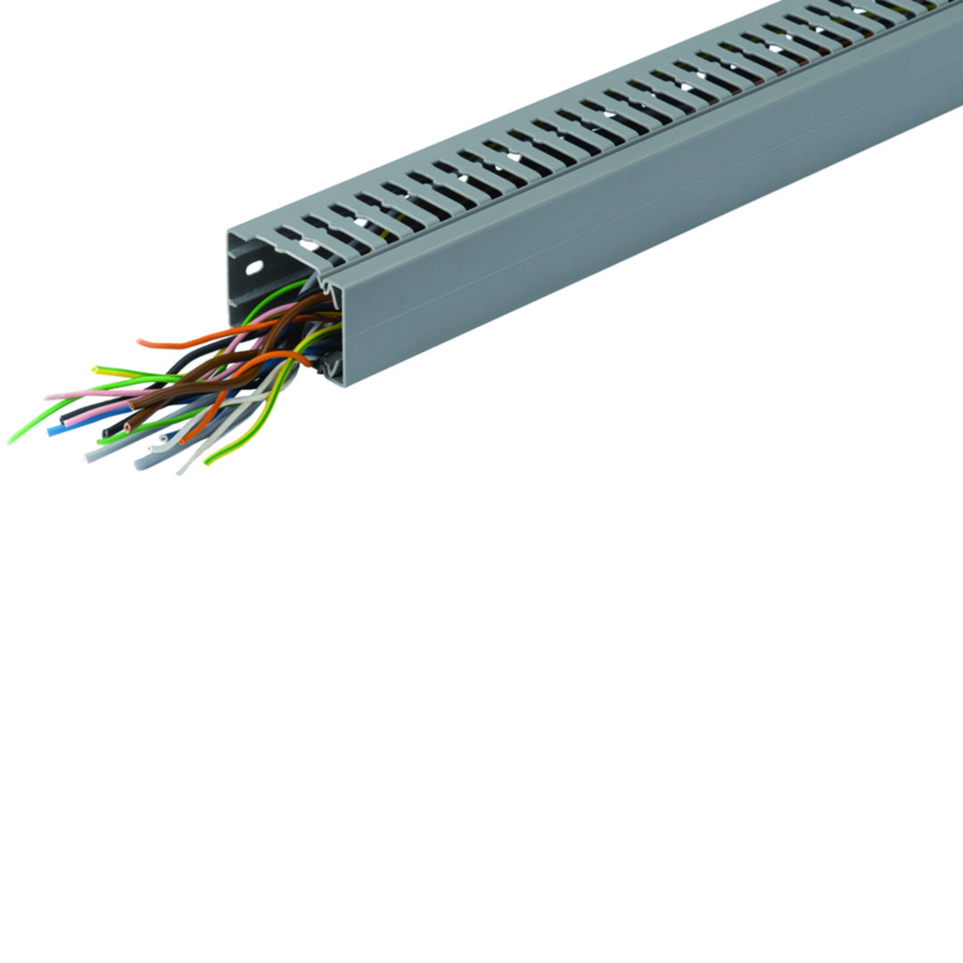 Perforált huzalozócsatorna 40mm 100mm x 2000mm gránitszürke alap-perforált 6.5mm BA7A Hager