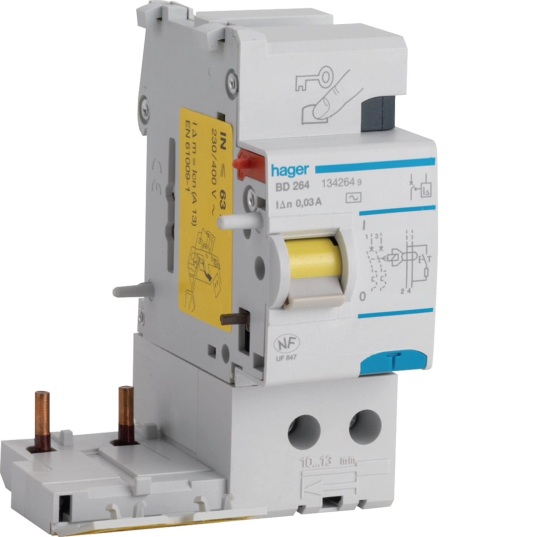 Disjoncteur 2P 6 10kA C 63A 2M NFN263 Hager