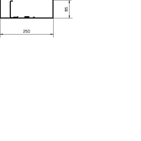 BKB2508551 - Flachwinkel-Unterteil aus Stahlblech zu Brüstungskanalboden BKB 250x85mm