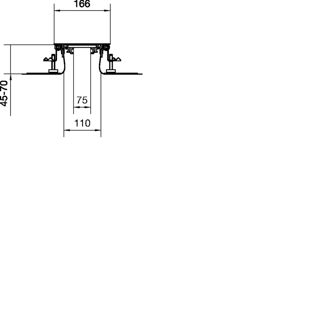 BKF150045 - Vloergoot bovenliggend open met flexibele wand 150x(45-70)mm droge reiniging