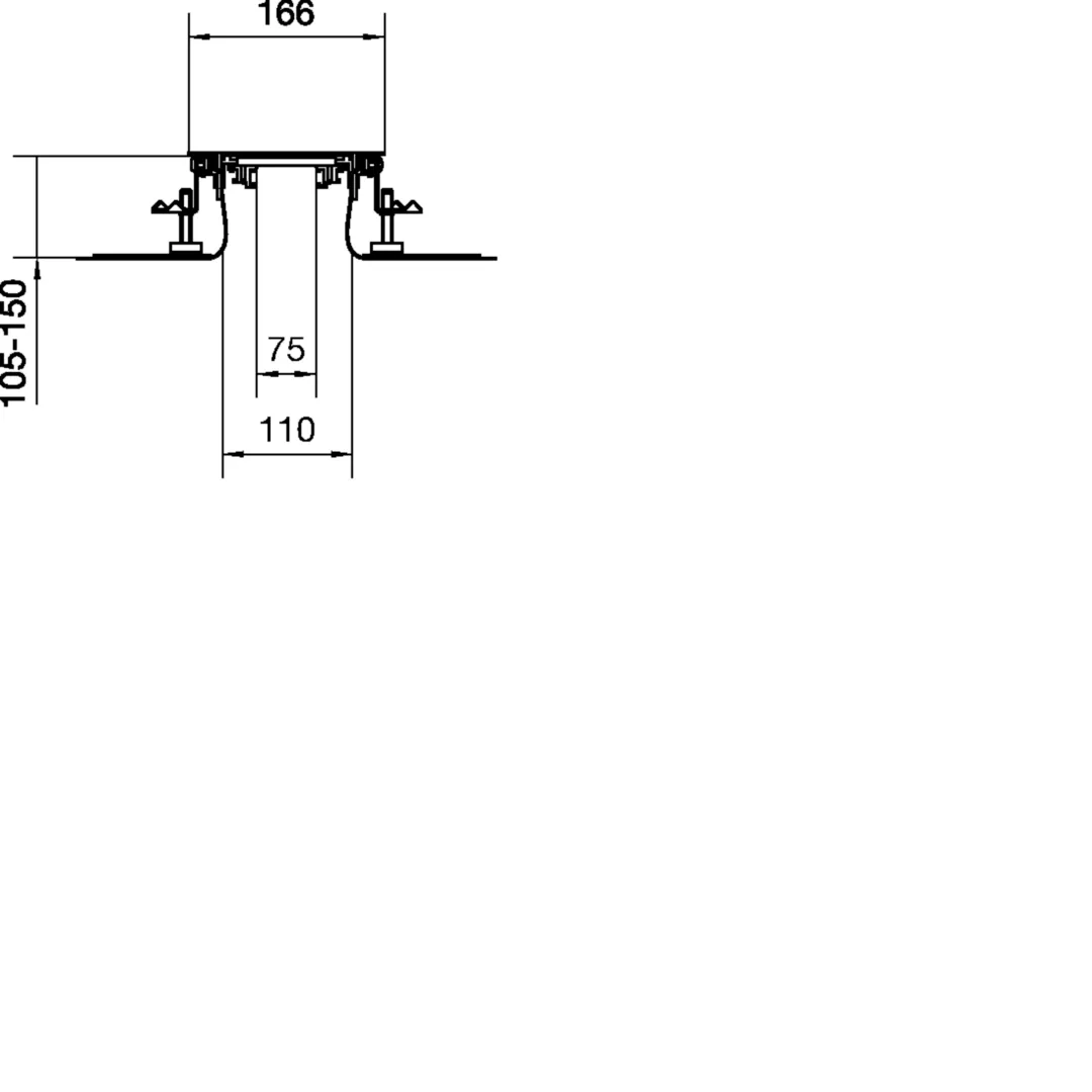 BKF150105 - Vloergoot bovenliggend open met flexibele wand 150x(105-150)mm droge reiniging