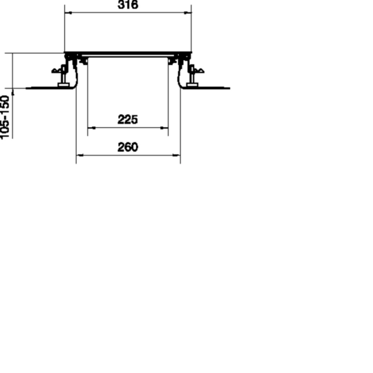 BKF300105 - Bodenkanal estrichbündig mit Folie Stahlblech BKF 300x(105-150)mm