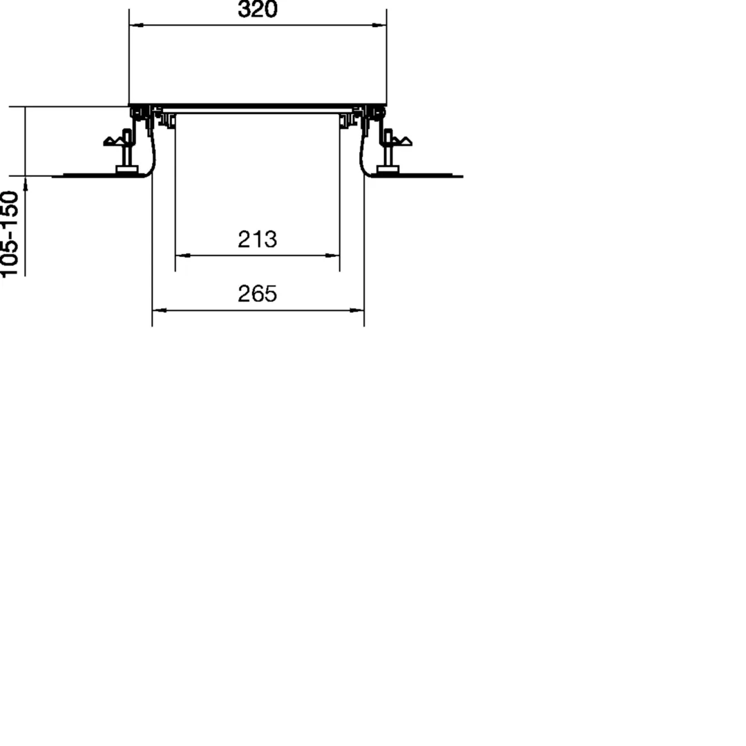 BKFD300105 - Bodenkanal estrichbündig mit Folie/Dichtmöglichkeit Stahl BKFD 300x(105-150)mm