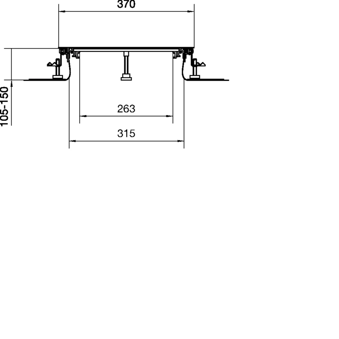 BKFD350105 - Bodenkanal estrichbündig mit Folie/Dichtmöglichkeit Stahl BKFD 350x(105-150)mm