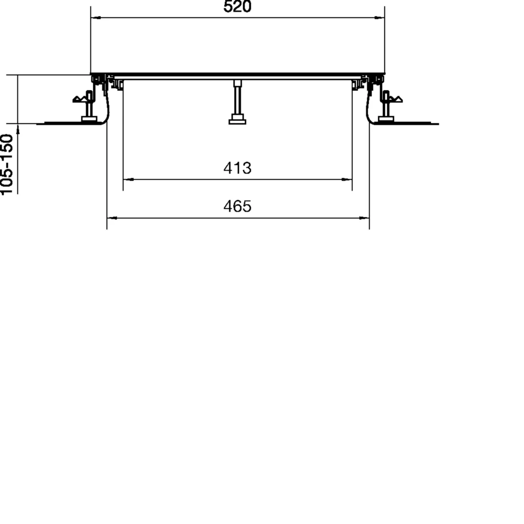 BKFD500105 - Bodenkanal estrichbündig mit Folie/Dichtmöglichkeit Stahl BKFD 500x(105-150)mm