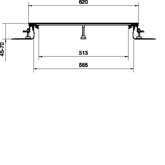 BKFD600045 - Bodenkanal estrichbündig mit Folie/Dichtmöglichkeit Stahl BKFD 600x(45-70)mm