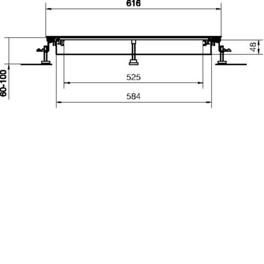 BKW600060 - Caniveau de sol affleurant avec socle en acier galvanisé BKW 600x(60-100)mm