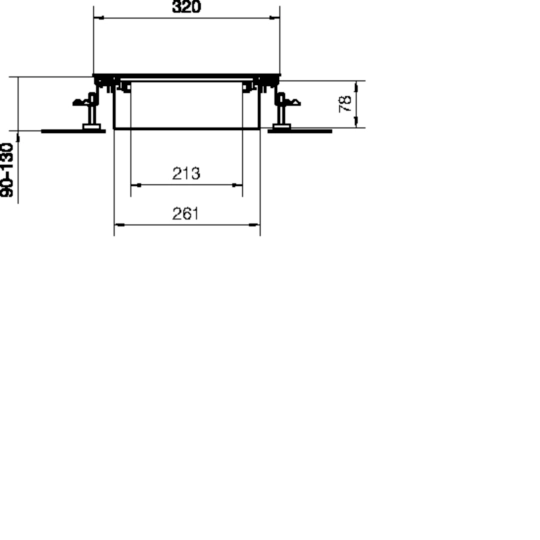 BKWD300090 - Bodenkanal estrichbündig mit Wanne/Dichtmöglichkeit Stahl BKWD 300x(90-130)mm